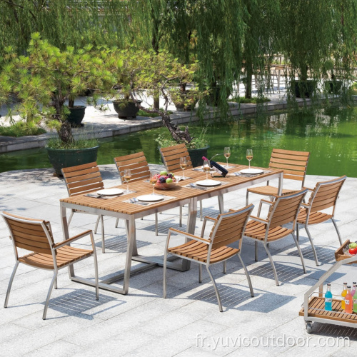 Ensemble de salle à manger de la terrasse en teck de teck moderne